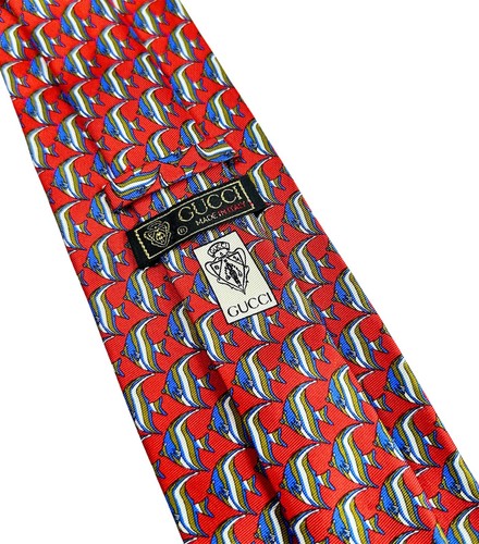 Vintage Gucci Tie | Gucci Vintage Red Angelfish Silk Tie, Vintage Tie, Menswear - Picture 4 of 5