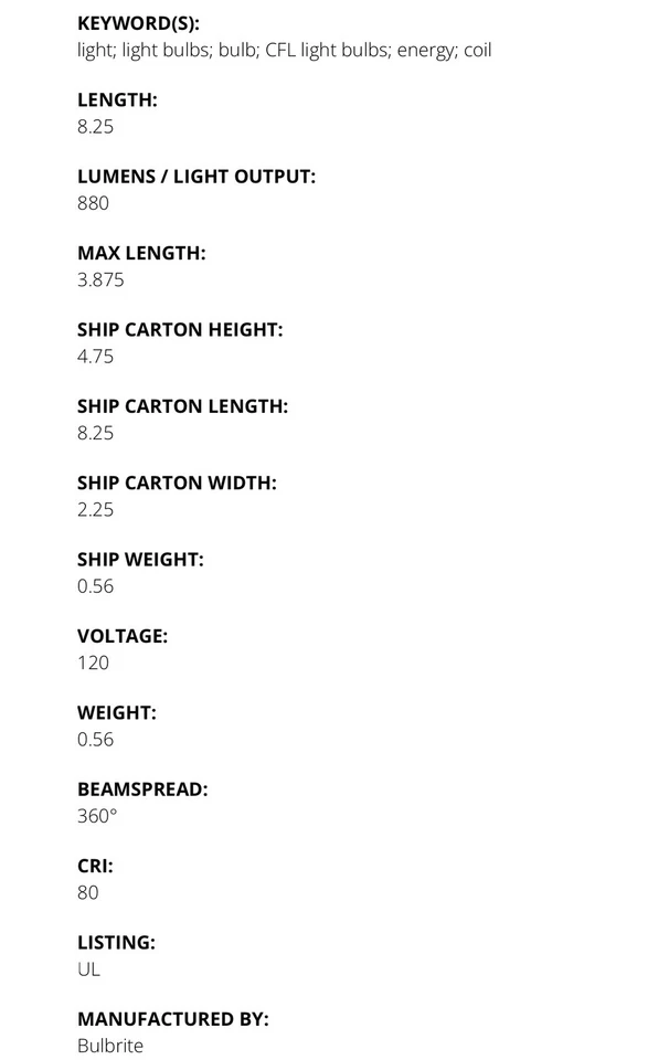 13W CFL T2 COIL 4100K E26 120V 4PK (509512) by Bulbrite - Image 3 of 3
