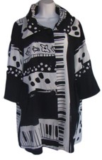 Damee Artsy Art To Wear Abstract Piano Keys Black & White Jacket Size L