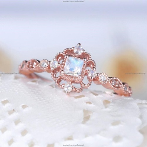 Anello Fidanzamento In Argento 925 Con Moissanite | Rosa/oro Bianco | Design Romantico E Minimalista - Foto 3