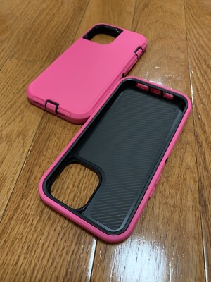 Apple iPhone 12 Pro Max dual layers shock defender case -Pink/black