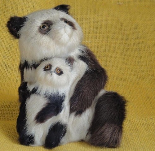 VINTAGE CHINESISCH ? PELZIGE MOHAIR PANDABÄREN PUPPEN - Bild 3 von 12