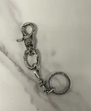 Chrome Hearts Keychain Sterling Silver Clamp On Keyring Chrome Accessory Cross