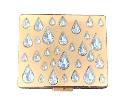 Vintage Powder Compact Paul Flato Goldtone and Crystals NB15