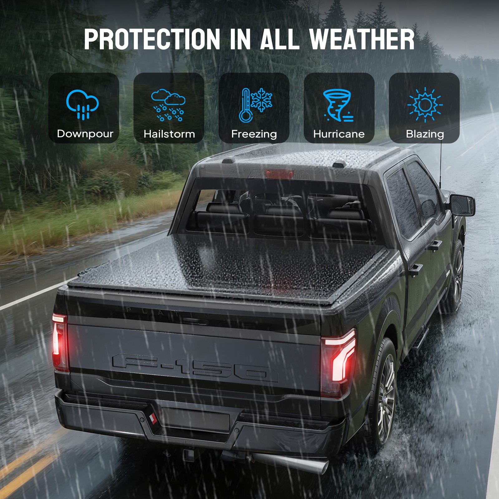 5.5FT Soft Roll Up Truck Bed Tonneau Cover For 2015-2025 Ford F150 F-150