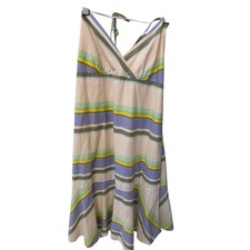 Old Navy Striped Halter Dress Women's Size Medium 100% Cotton Boho Fairy Beach