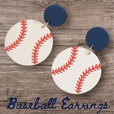 NWT Baseball Game Day Red White Blue Double Circle Dangle Drop Earrings