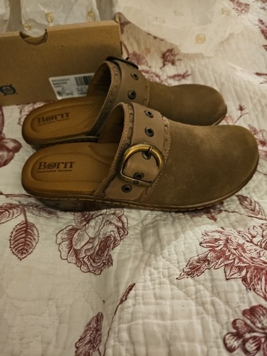 Born Banyan Leather Slip On Clogs in Chestnut Brown Mules Women's SZ US 8 EU 39 - Picture 3 of 12