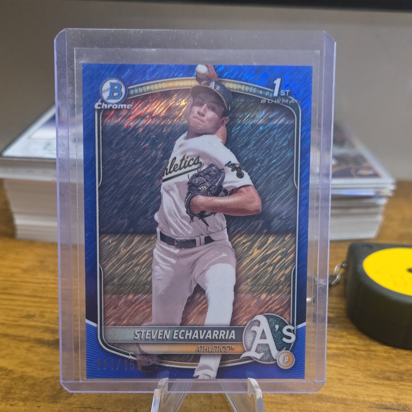 Topps 2025 Bowman Chrome Prospects Steven Echavarria BCP-73 Blue /150 A's