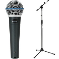 Shure Beta 58A Supercardioid Dynamic Vocal Microphone with Tripod Microphone