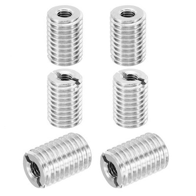 6Pcs M14x M6x20mm Male to Female Thread Repair Insert Silver Tone