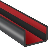Rubber Edge Trim, 1" Self Adhesive Flexible U Channel Fit - L20', Black