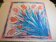 SCIARPA VINTAGE EMILIO PUCCI COTONE ~MOLTO RARA~ anni 70 IRIS STAMPA FLOREALE 32"~ECCELLENTE