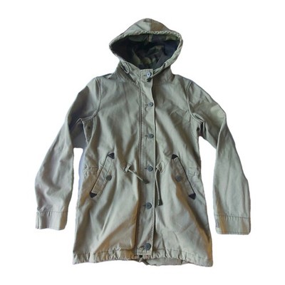 Penfield Damen XS Jacke mit Kapuze beige Baumwolle bestickt Kolibri Stern Knopf