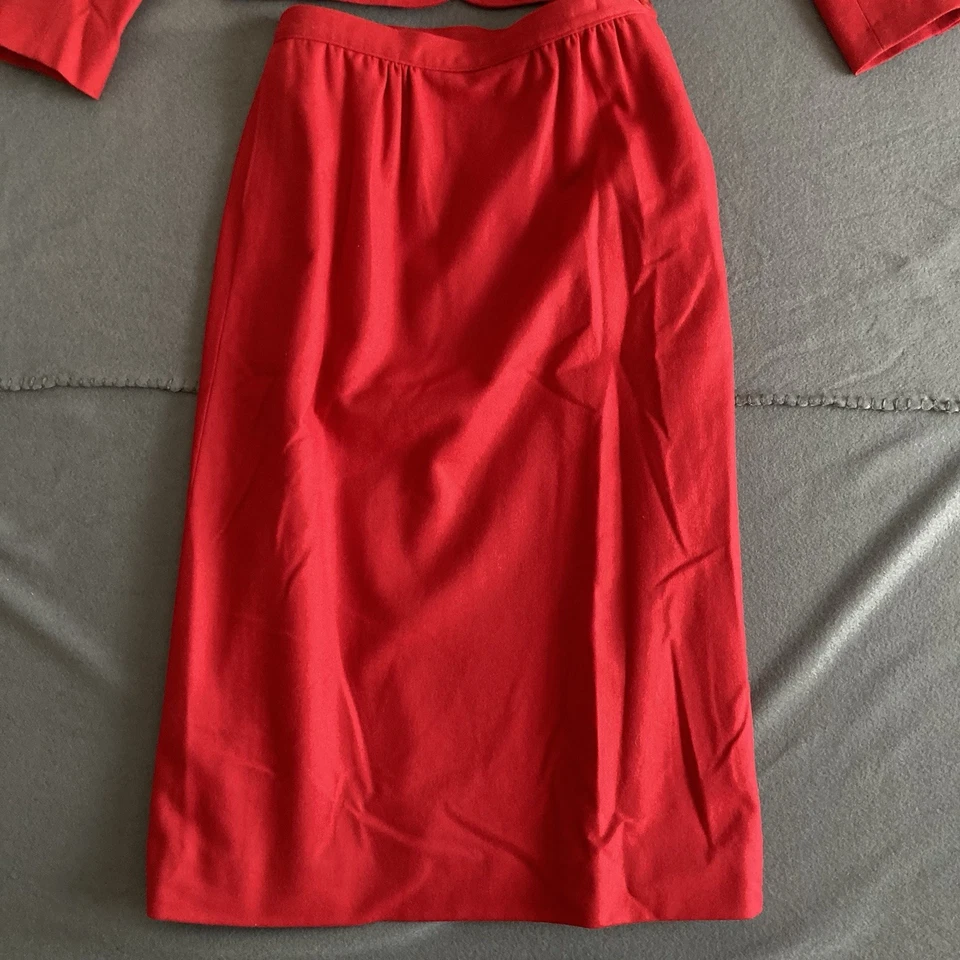 Traje Falda Pendleton Vintage Mujer Talla 8 Rojo 100% Lana Virgen Hecho en EE. UU. Foto 2 de 4