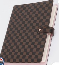 Office RITM Letter Checkered PU Leather 1 Inch Round 3 Ring Binder W/ 8.5 X 11