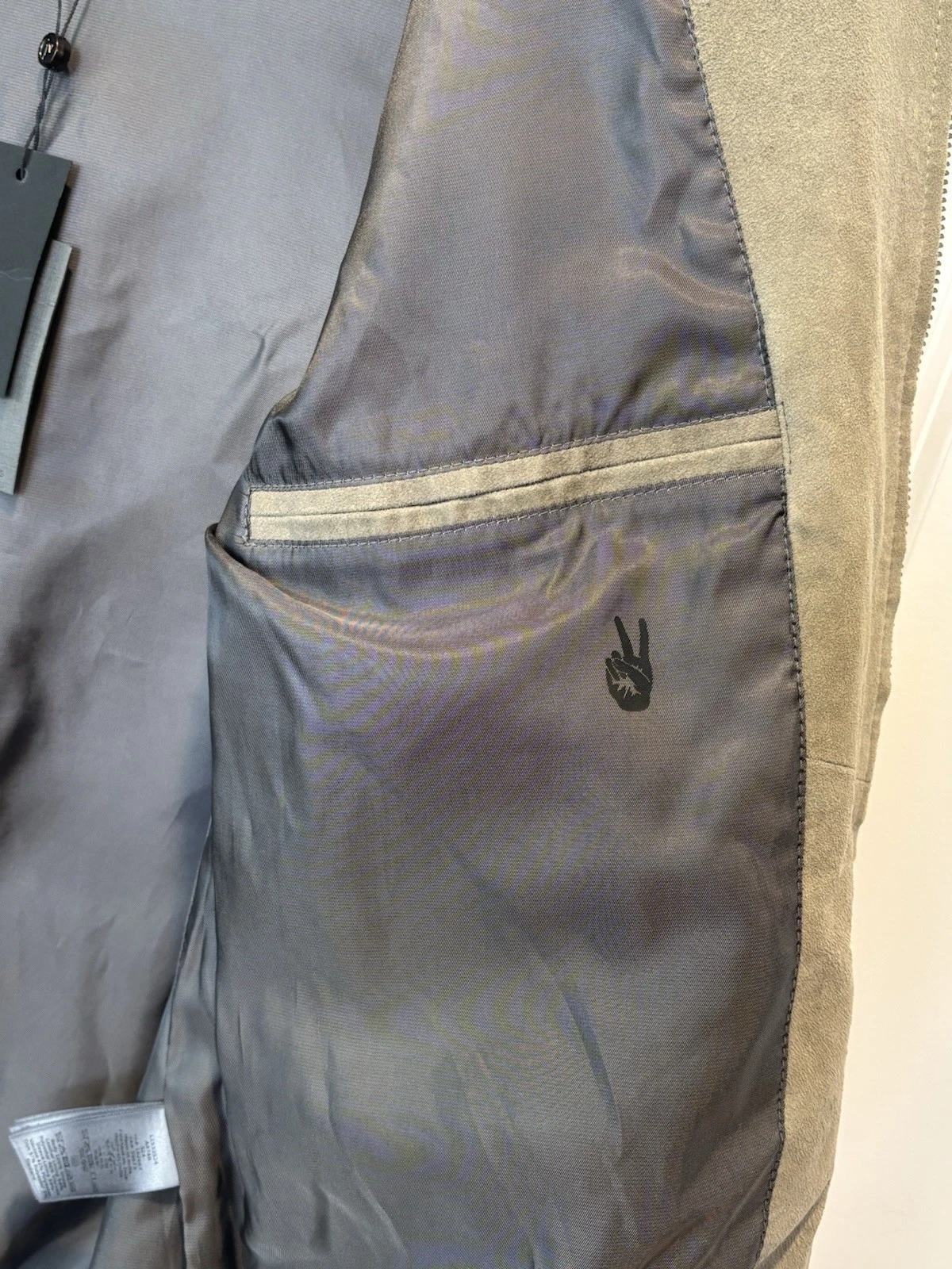 NWT $798 John Varvatos Jacket 54 L Men's Khai Suede Bomber Khaki Light Green - product detail image 7