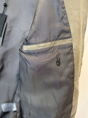 NWT $798 John Varvatos Jacket 54 L Men's Khai Suede Bomber Khaki Light Green image 7