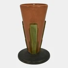Roseville Futura Tan 1928 Vintage Art Deco Pottery Buttressed Cone Vase 401-8