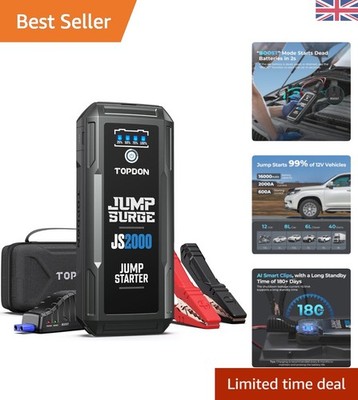 JS2000 Pro Starthilfe: 2500A Booster & 16000mAh Powerbank für Motoren