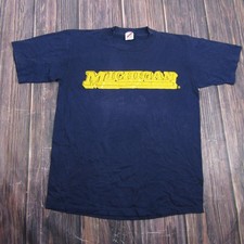 Jerzees University Michigan T-Shirt Mens L Blue Vintage Single Stitch USA Made