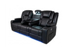 Orlando Black Leather Electric Recliner 3 Seater Sofa Power USB Cup Holders LED