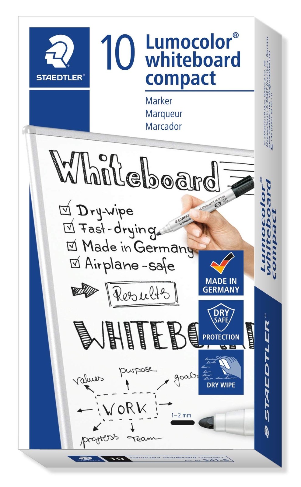 Staedtler Lumocolor Compact 341-9 Whiteboard Marker - Black Pack of 10 Black P 6390₽
