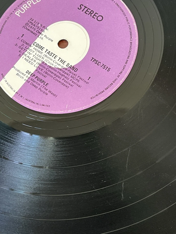 Deep Purple Vinyl Record Come Taste The Band Vintage Aust 1st press (1975) EMI - Image 4 of 4