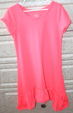 Girl's Nightgown Faded Glory Girls SS Pink with Ruffled Bottom Size Medium 7/8 