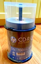 HP Lightscribe CD-R Discs Full 100 PK 52X, 700MB, 80 Min NEW + 18 More/Open Box
