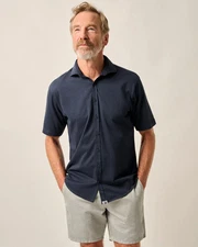 johnnie-O Short Sleeve Hangin' Out Knit Button Down Shirt - Surfsucker Lake Size