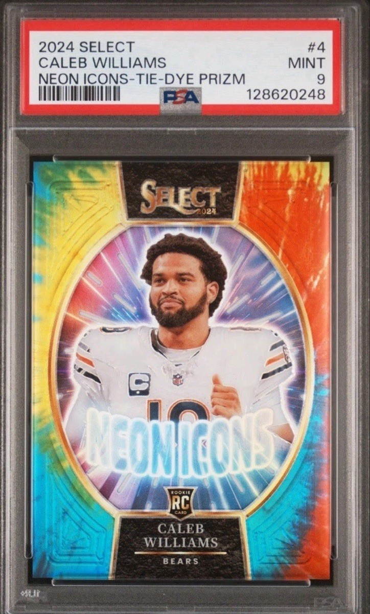2024 Panini Select - Neon Icons Caleb Williams #4 Tie-Dye Prizm /25 (RC) Chicago