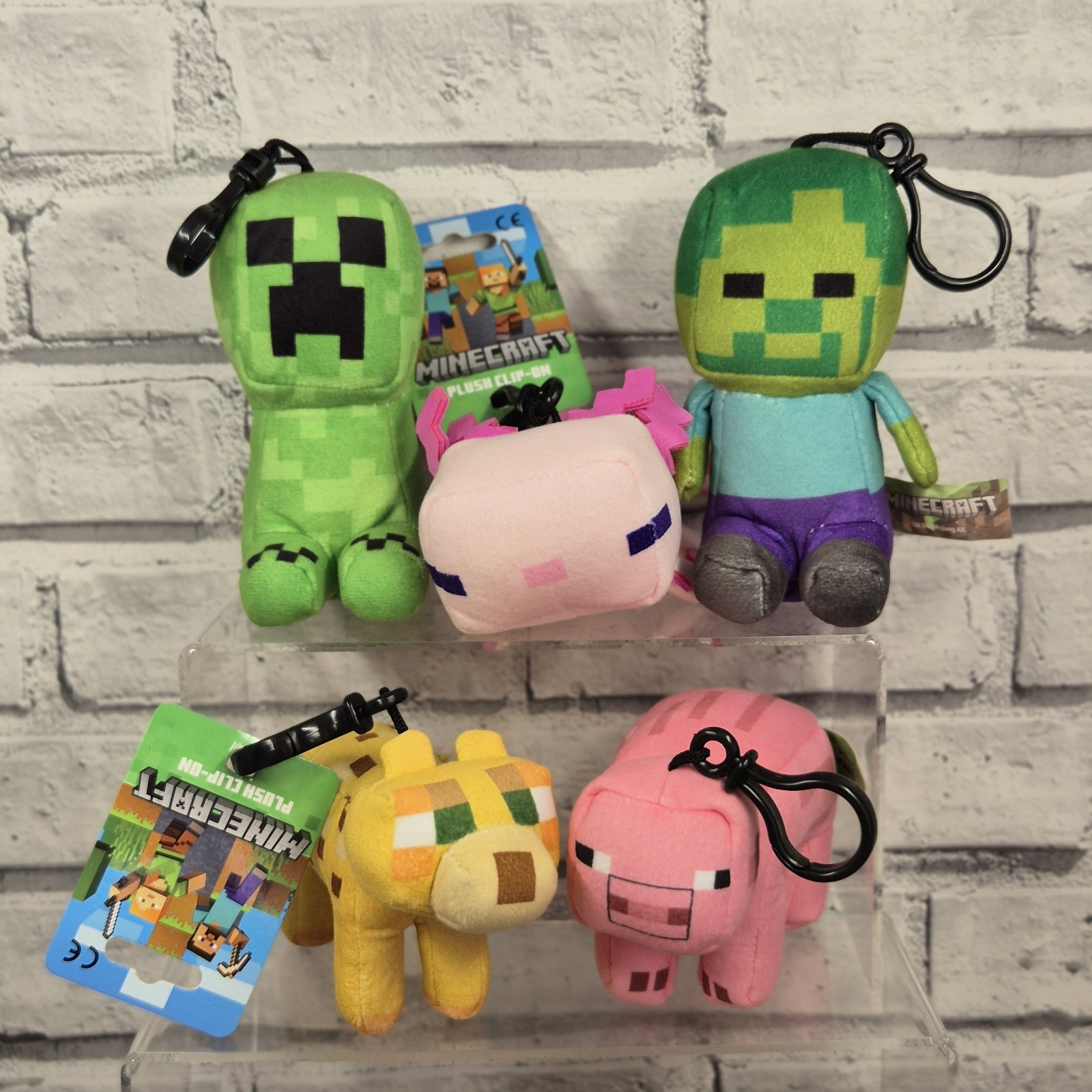 Minecraft Juguete Suave Bolsa de Peluche Clip Paquete Axolotl Creeper Zombie Steve Ocelote