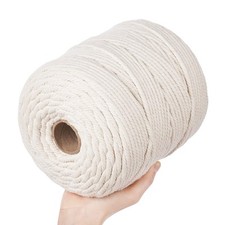 Macrame Cord 6mm x 218Yards Natural Cotton Macrame Rope - 4 Strands Twisted M...