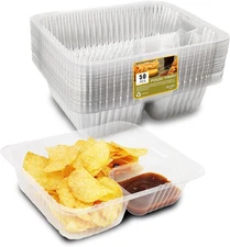 50 PC Nacho Trays Disposable, 12Oz Plastic Nacho Containers with Chip and Dip Ho