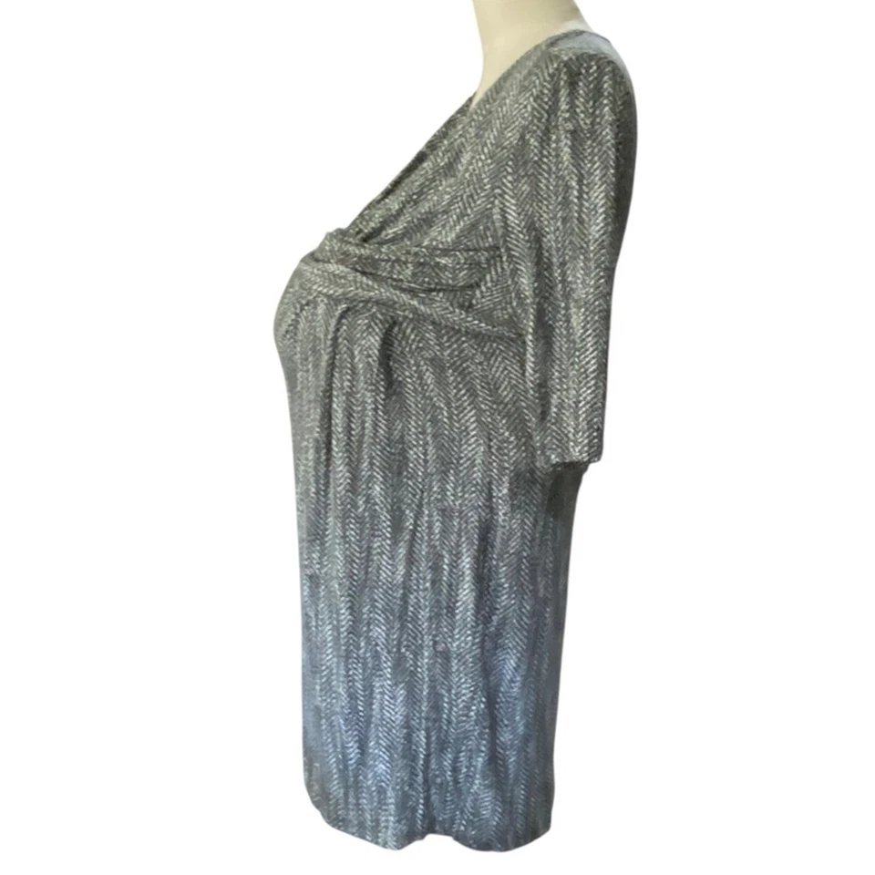 Seraphine Black & white herringbone print Pattern Long Sleeve Wrap Dress Size 6 - Image 3 of 4