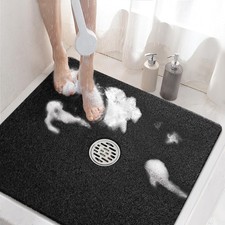 Square Shower Mat, 24 x 24 Inch Non Slip Bath Mat for Tub, Soft PVC Loofah