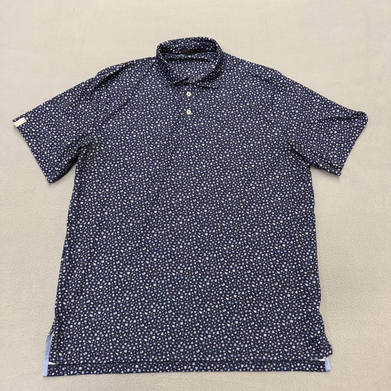 RLX Ralph Lauren Polo Shirt Mens XL Blue Floral Print Golf Performance Stretch