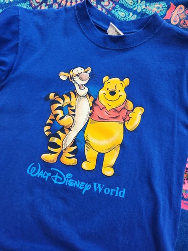 Vintage Walt Disney World Kids Medium Size 10 Blue Pooh Tigger T Shirt Cotton - Picture 4 of 6