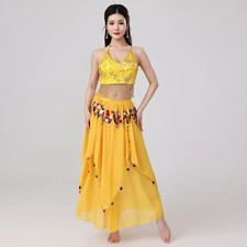 Belly Dance Costume Indian Dance Stage Performance Sequins Top Skirt 6 Colors