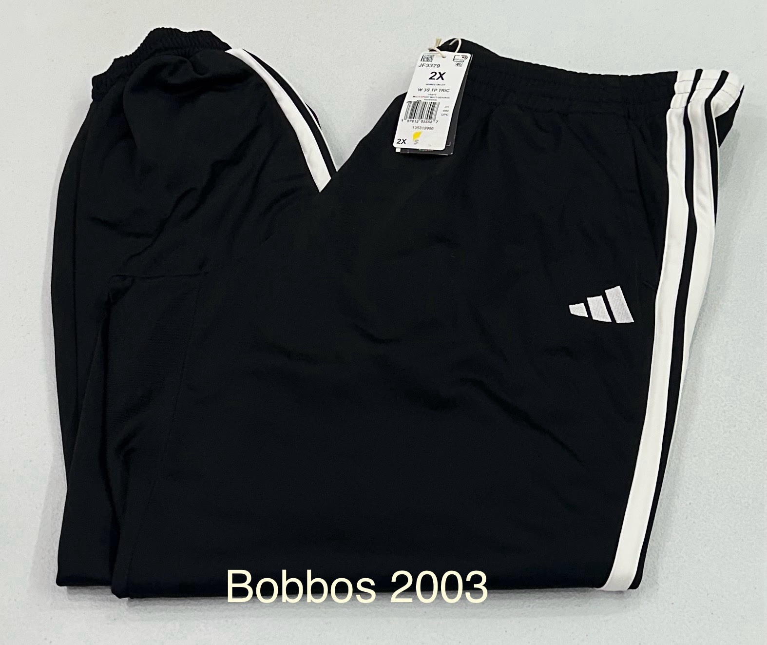 Adidas Women's Tricot 3-Stripes Sportswear Track Pants, Black/White, Size 2X