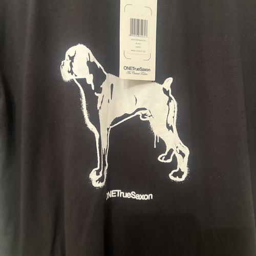 One True Saxon Black Mens Stencil Graphic T-Shirt Size L (Fits Medium) New Dog - Picture 3 of 10