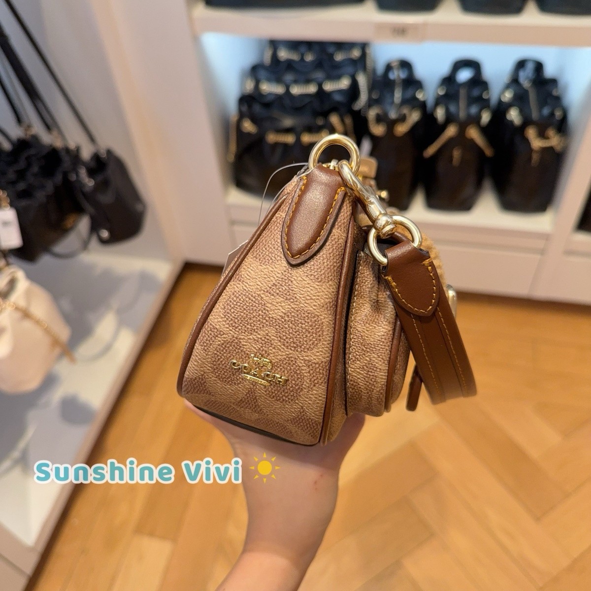 NWT Coach CCZ24 Ashton Bag With Signature Canvas Shearling/Im/Tan