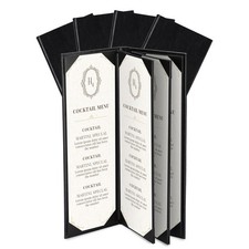 WeChef 5 Pack Leather Menu Covers 4.25"x14" 4 Page 6 View Angle Corner Wine List