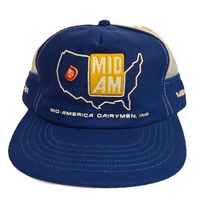 Vintage 80 s MID AM Mid America Dairymen Inc. SnapBack Trucker Hat