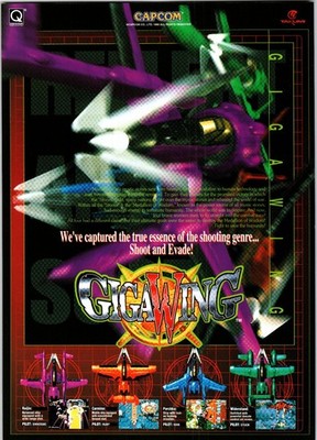 Giga Wing 1999 Capcom Arcade Flyer CP-System II Shooter Game Promo