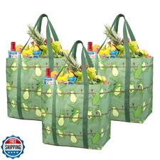 BeeGreen 3 Pack Forg Reusable shopping Bags for Groceries - Heavy Duty Large 