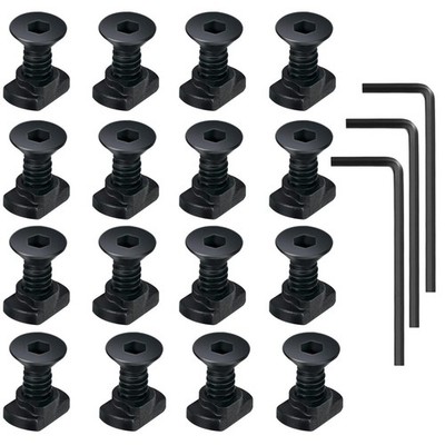 16 Pack M5 T-nut Screw Replacement Sets,compatible with Rail Mount, M5, Black