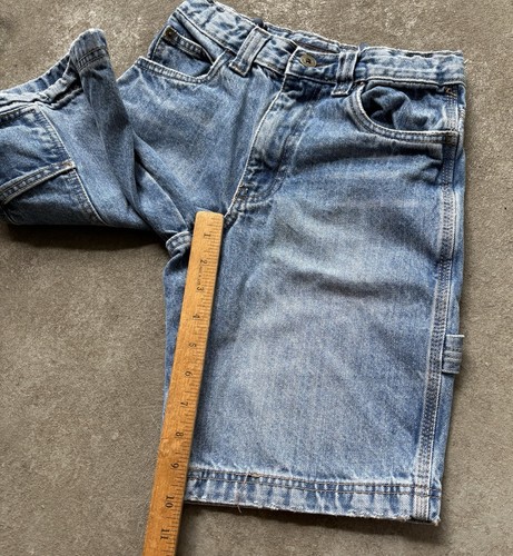 VTG Boys Baggy Blue Jean Carpenter Long Shorts Y2K Distressed Jorts Sz 8 22x10 - Picture 6 of 16