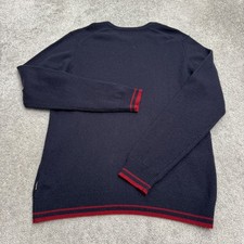Ben Sherman Tipped lambswool Blend Crew Neck Pullover Sweater Mens XL Navy Blue